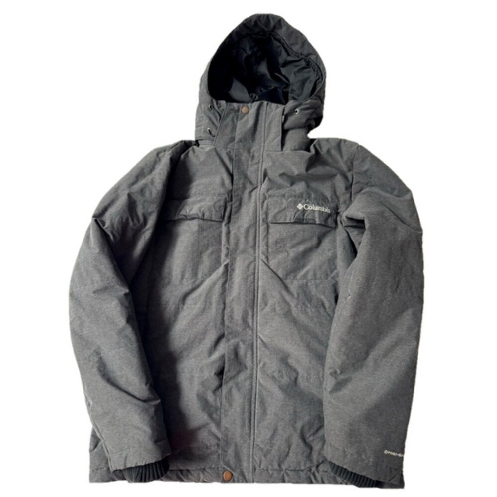 Columbia Omni Shield Dark Grey Hooded Insulated Winter Snow Jacket Men Medium